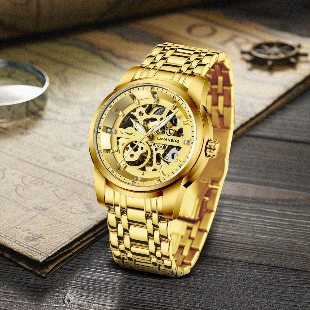 A  Men'S Automatic Mechanical Watches Self Winding Luxury Diamond Dial Stainess Steel Watches Waterproof Business Watches for Men