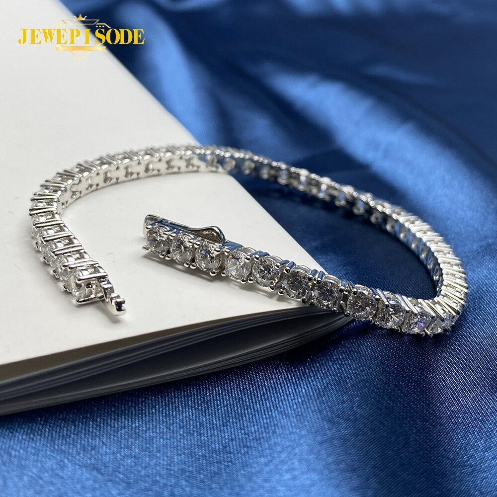 100% 925 Sterling Silver 3.7MM Lab Diamond Simulated Moissanite Tennis Bracelets for Women Men Party Birthday Fine Jewelry Gifts