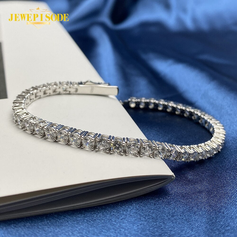 100% 925 Sterling Silver 3.7MM Lab Diamond Simulated Moissanite Tennis Bracelets for Women Men Party Birthday Fine Jewelry Gifts