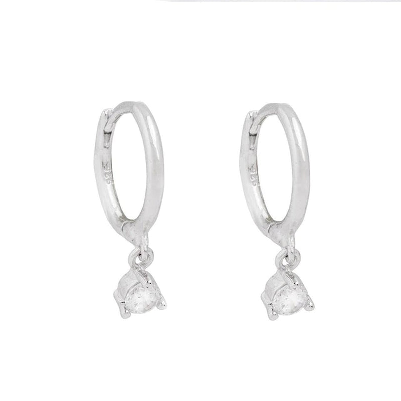 2PC Stainless Steel Little Huggies Hoop Earrings for Women Tiny Crystal Zirconia Pendant Cartilage Earrings Piercing Jewelry