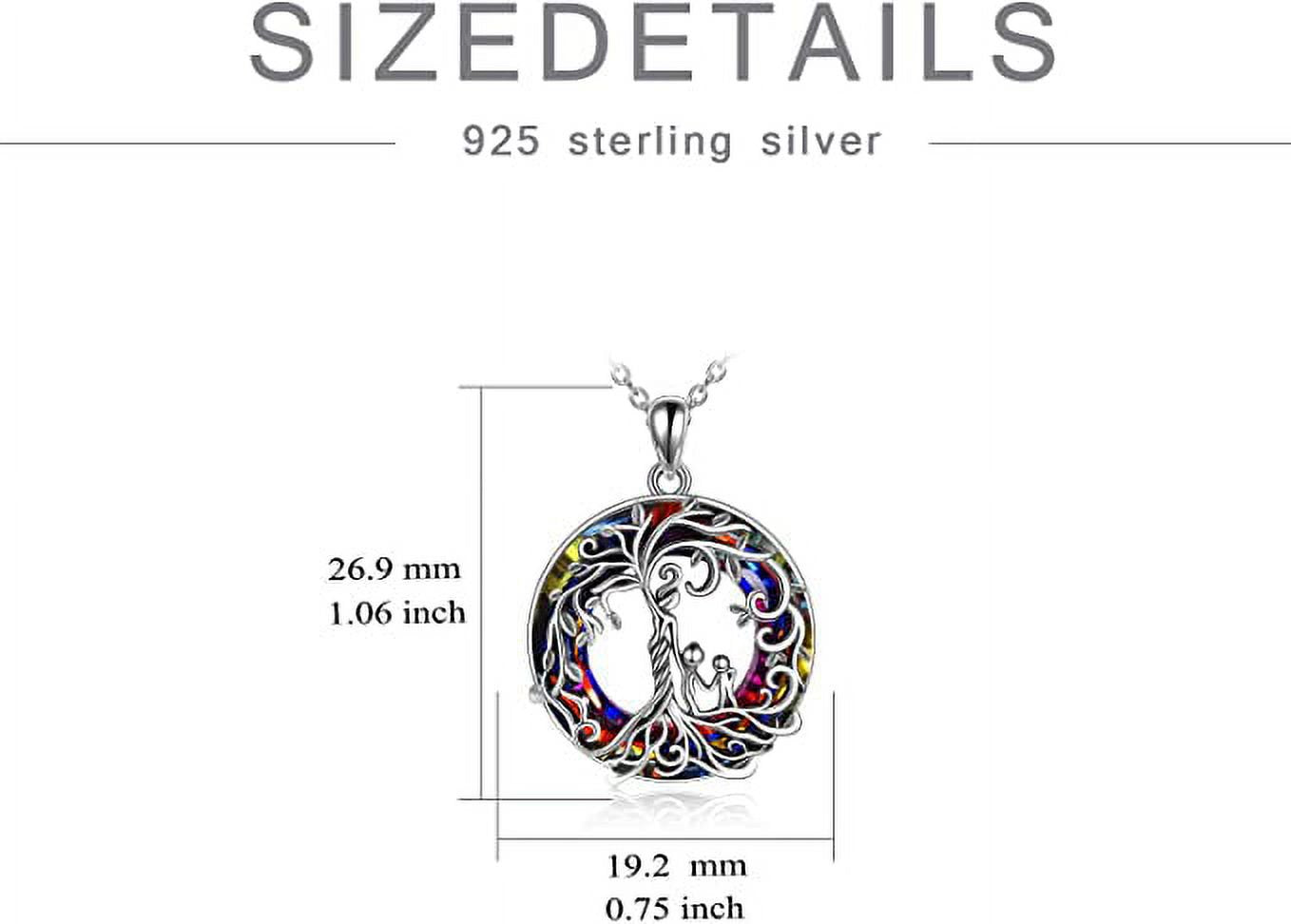 Necklaces for Mom S925 Sterling Silver Mother and 3 Children Family Tree of Life Pendant Necklaces with Purple Crystal Jewelry Gifts for Women Mom Daughter Wife Birthday Mother'S Day